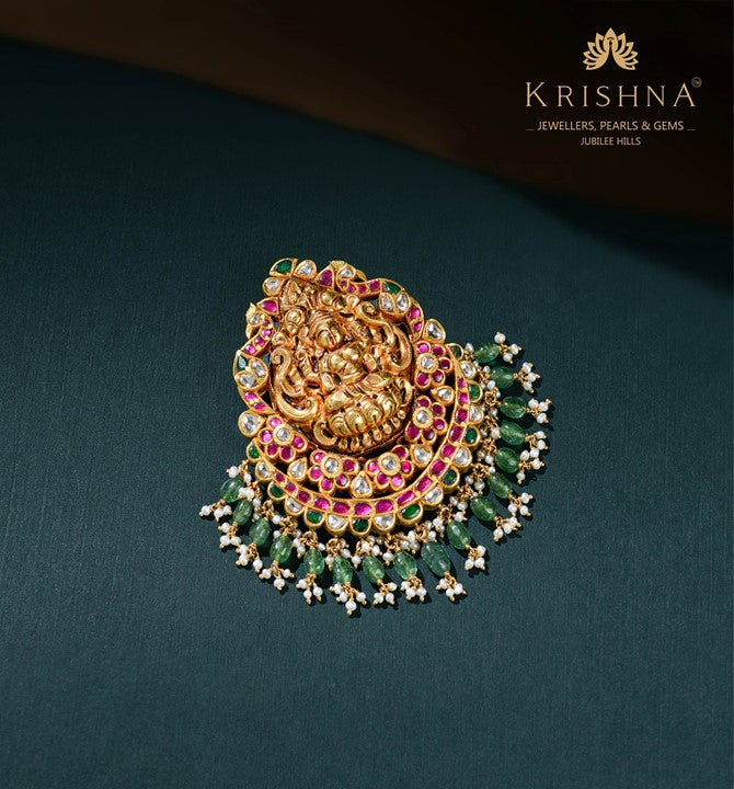 Traditional Lakshmi Gold Kundan Pendant
