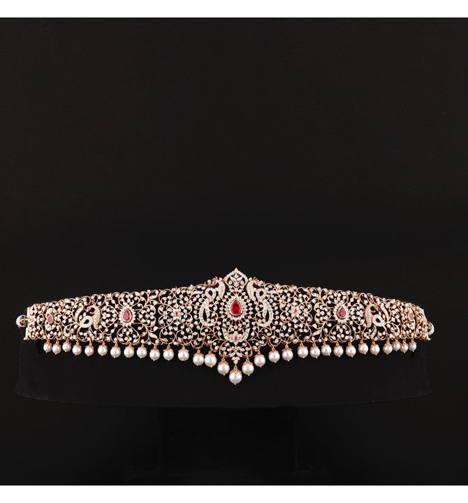 Diamond Vaddanam in Peacock Motif