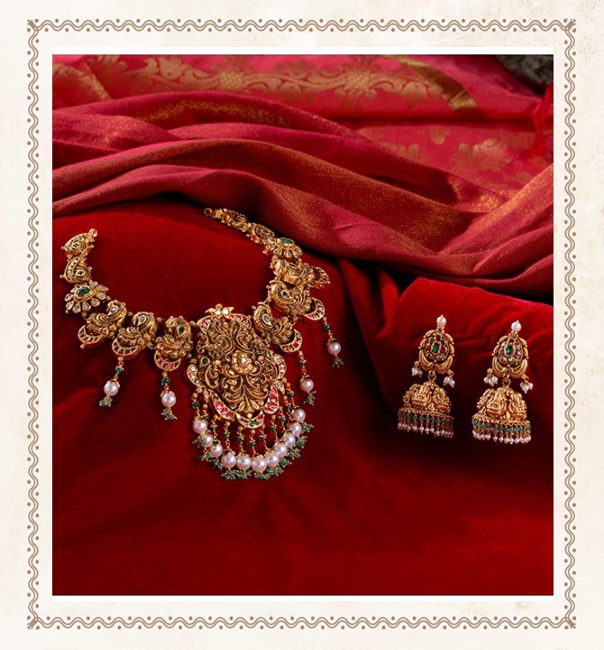 Bridal Gold Necklace and Jhumka Sets