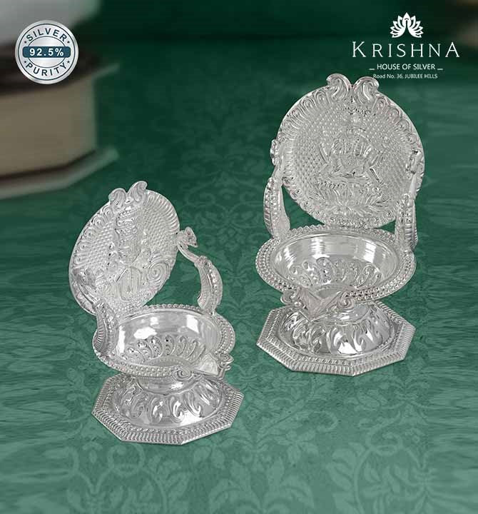 Laxmi & Balaji Silver Diya