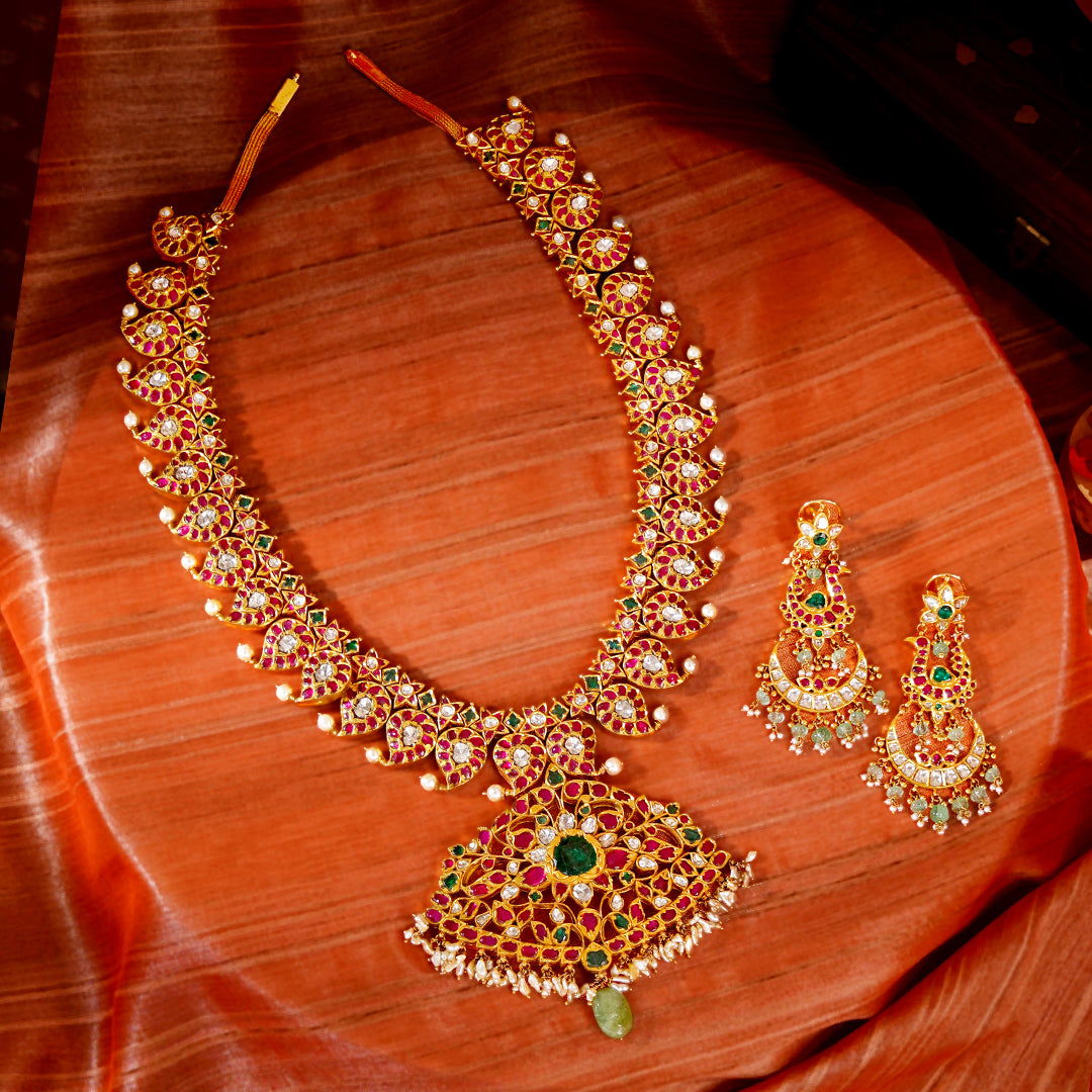 22K Gold Kundan Mango Haaram Set