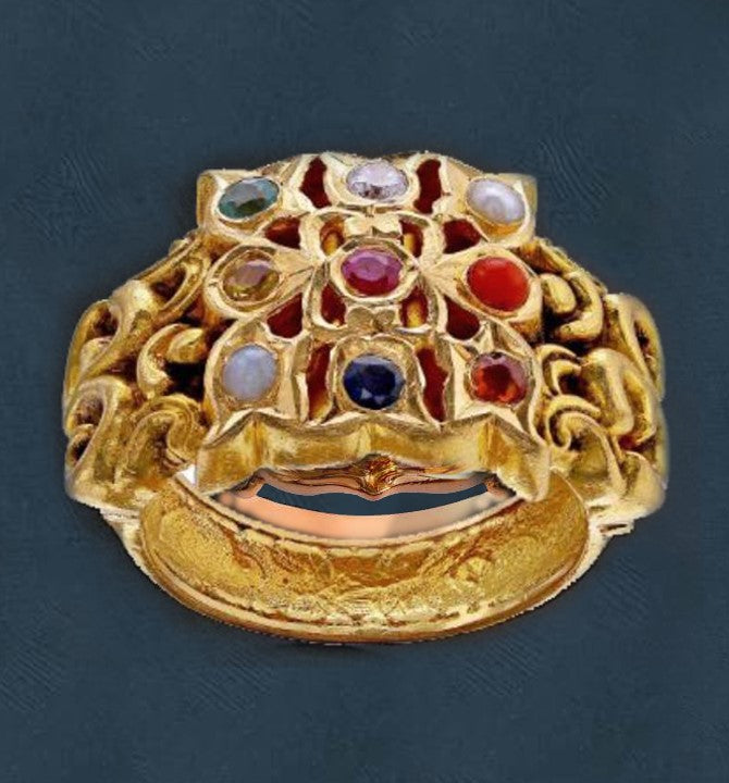 Yellow Gold Navaratan Ring