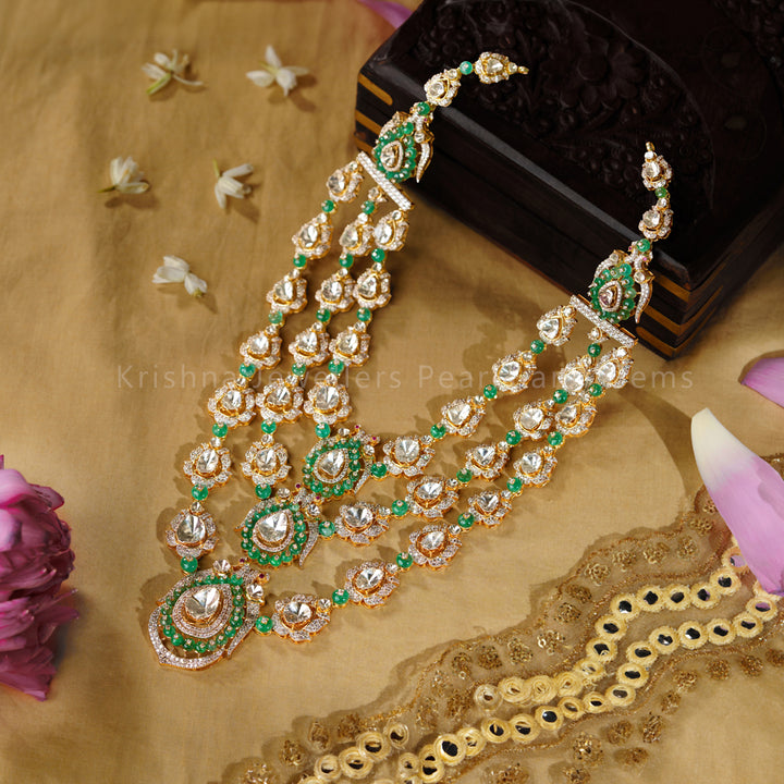 Emerald Polki Bridal Haar in 18K Gold – Wedding Necklace