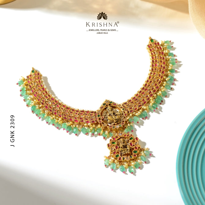 Lakshmi Motif Gold Kundan Necklace