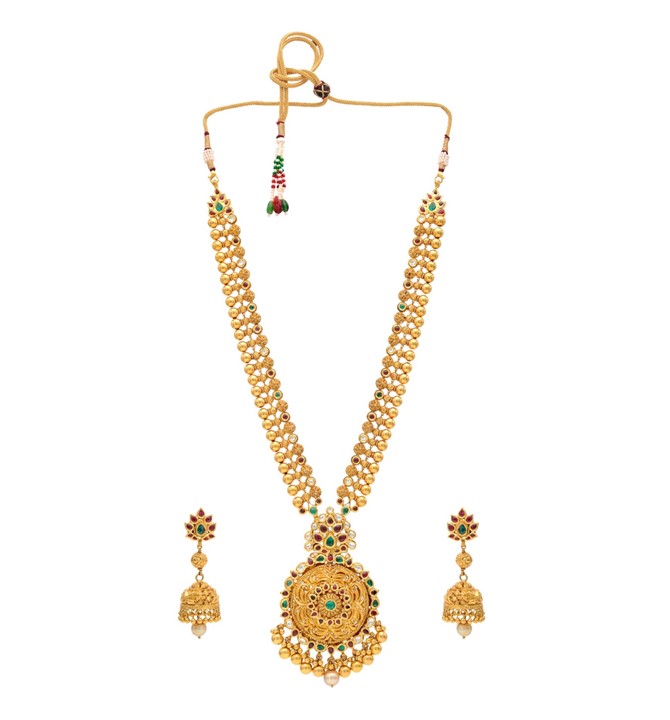 22k Gold Necklace with Jhumkas