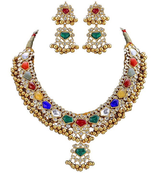 Polki gemstone necklace set