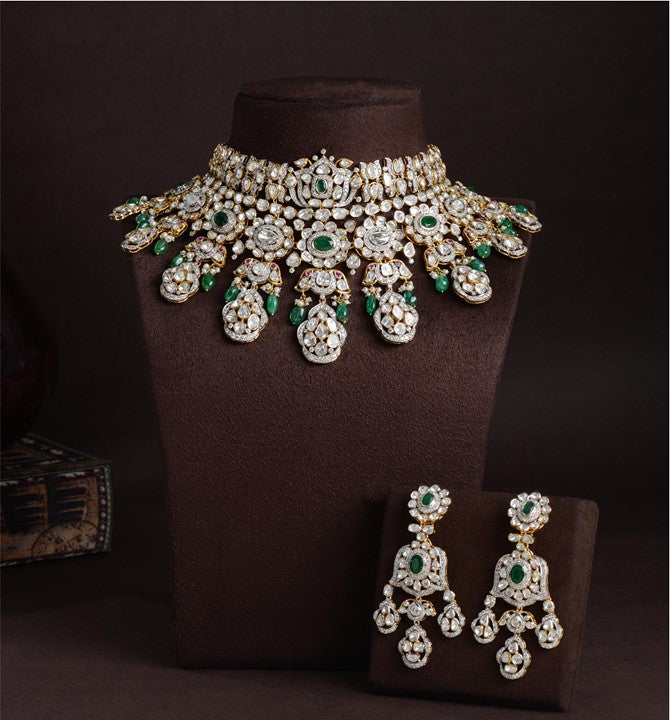 Polki Choker Sets in Pacchi Work