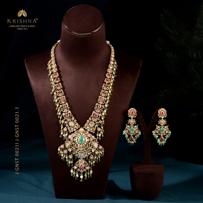 Grandeur Polki Necklace & Chandbali Set.