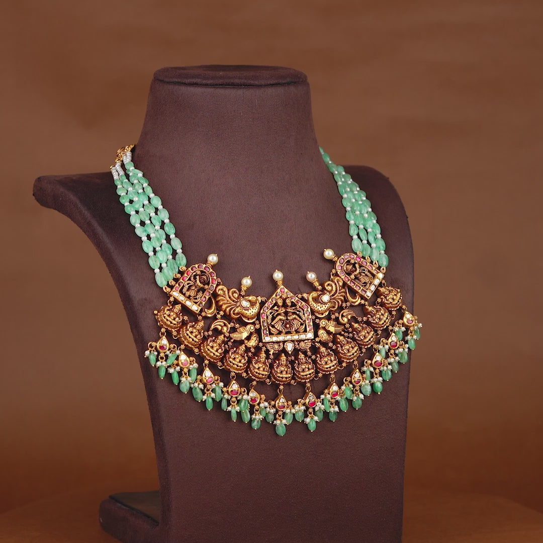 Royal Russian Emerald Necklace Divine Lakshmi Pendant