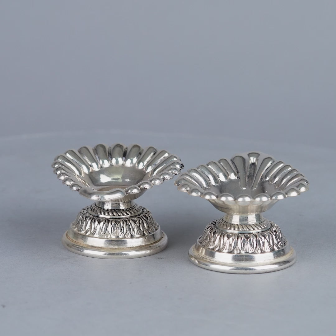 Blessings-Infused Silver Diya Pair