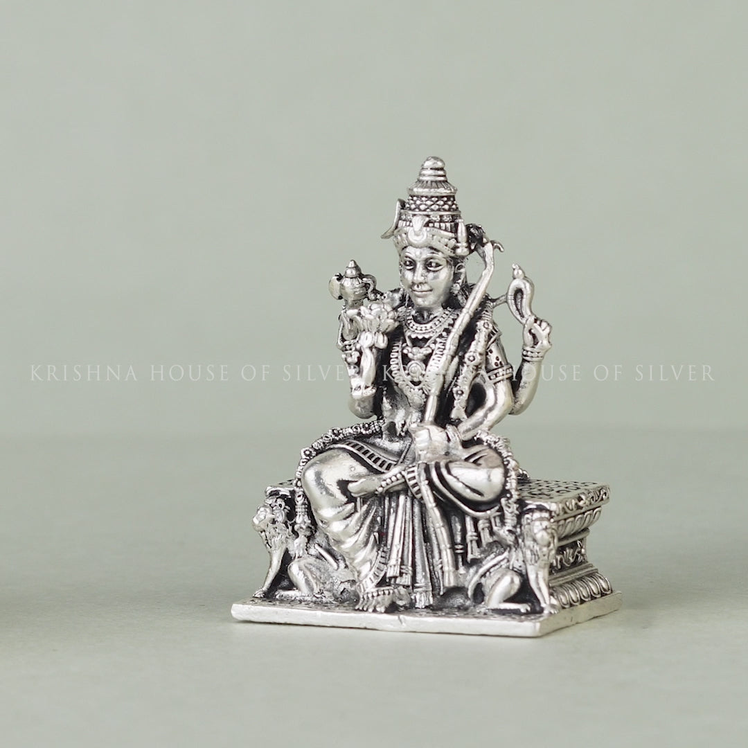 Goddess Lalitha Devi Idol In Silver With Antique Finish