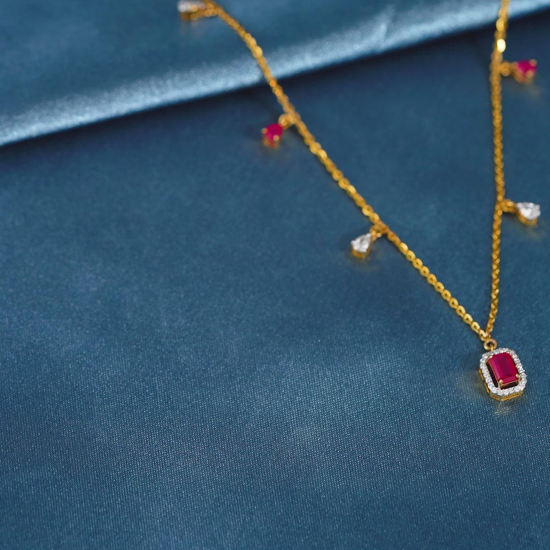 18 Karat Gold Multicharm Diamond Pendant  Necklace