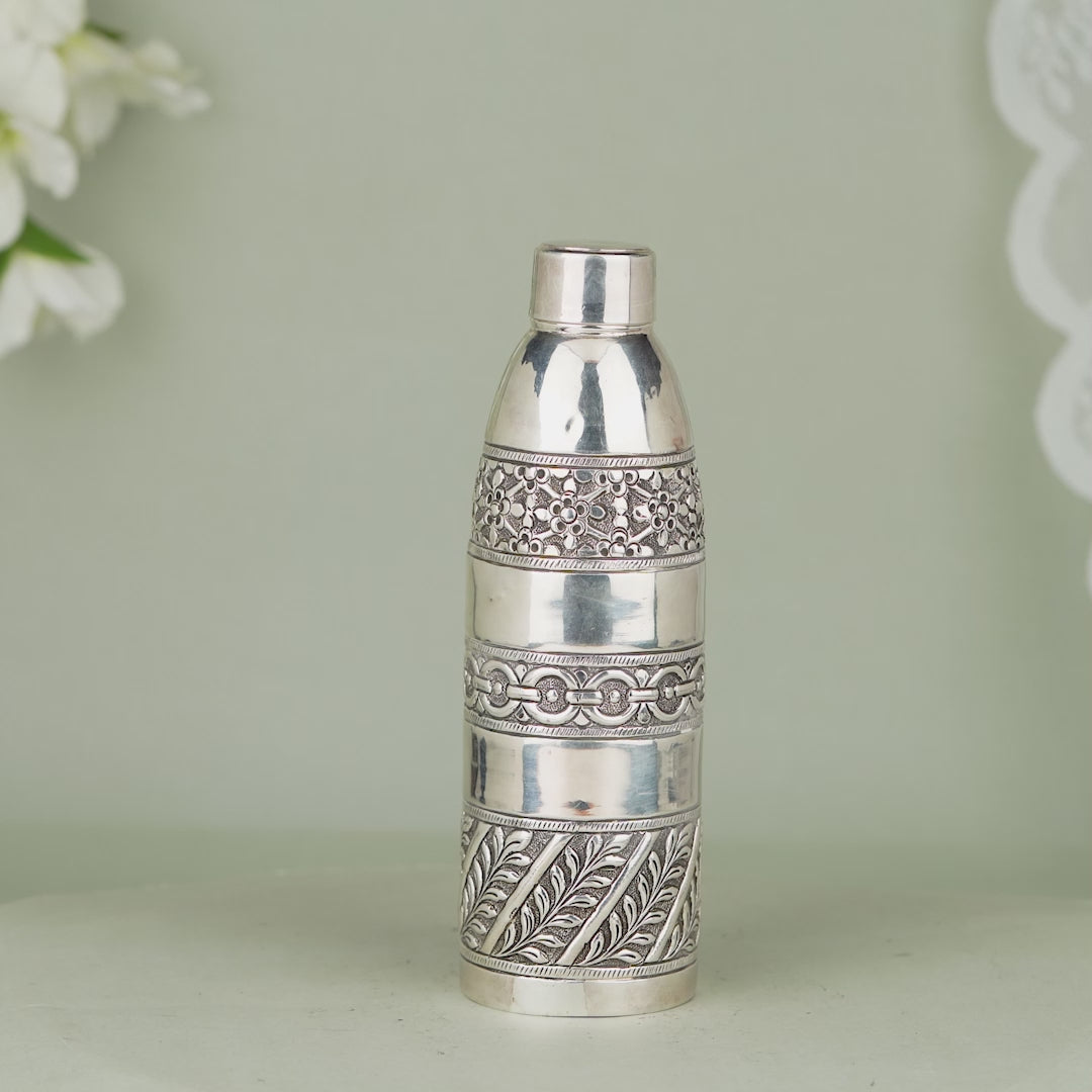 Silver Antique Floral Design Bottle