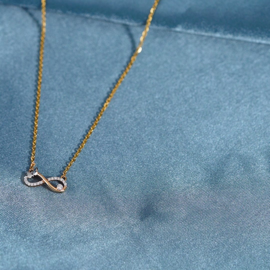 18 Karat Gold Chain  - Infinity Butterfly  Diamond Pendant
