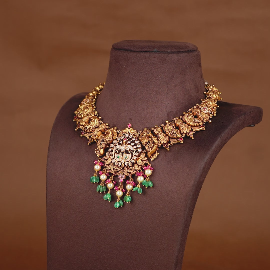 Tradtional Peacock Gold Necklace