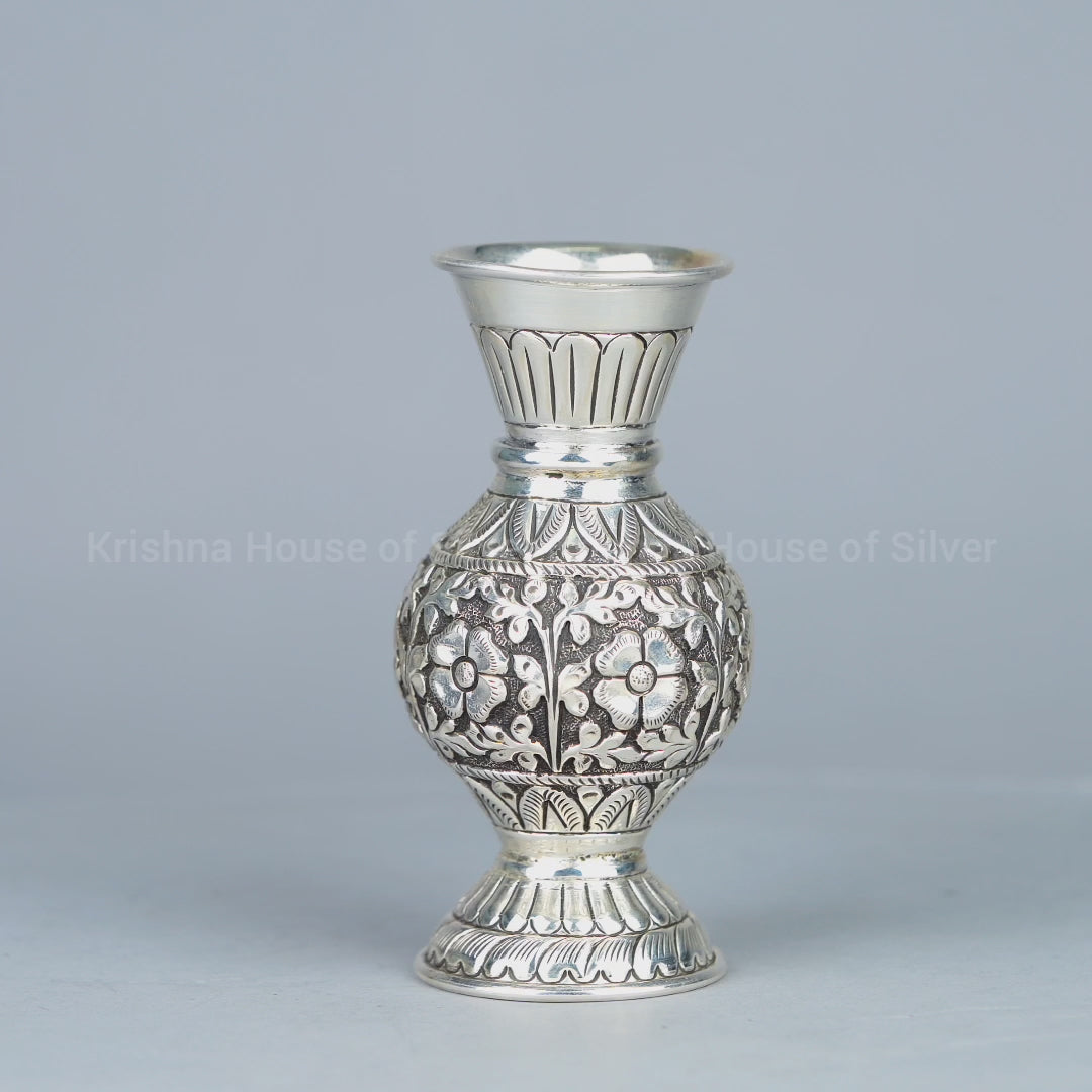 Antique Silver Vase in Flower Designs