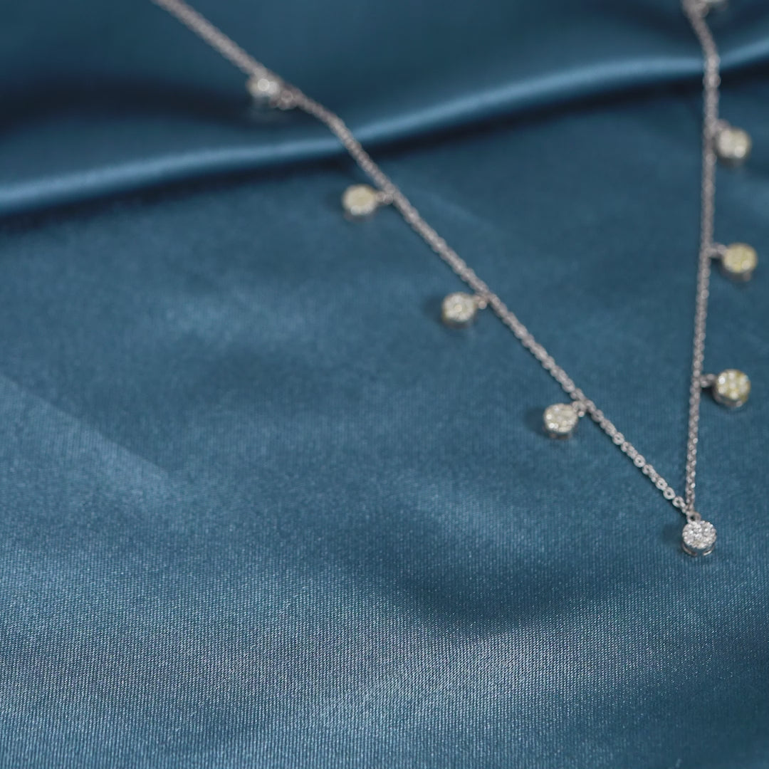 18 Karat White Gold Fossil  Charm Chain Necklace