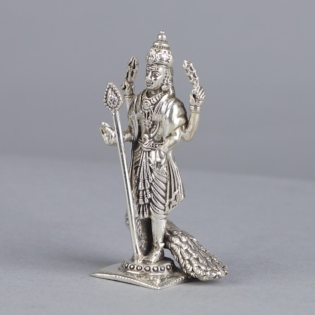 Buy Silver Murugan Idol in Antique Finish – Symbol of Courage & Wisdom
