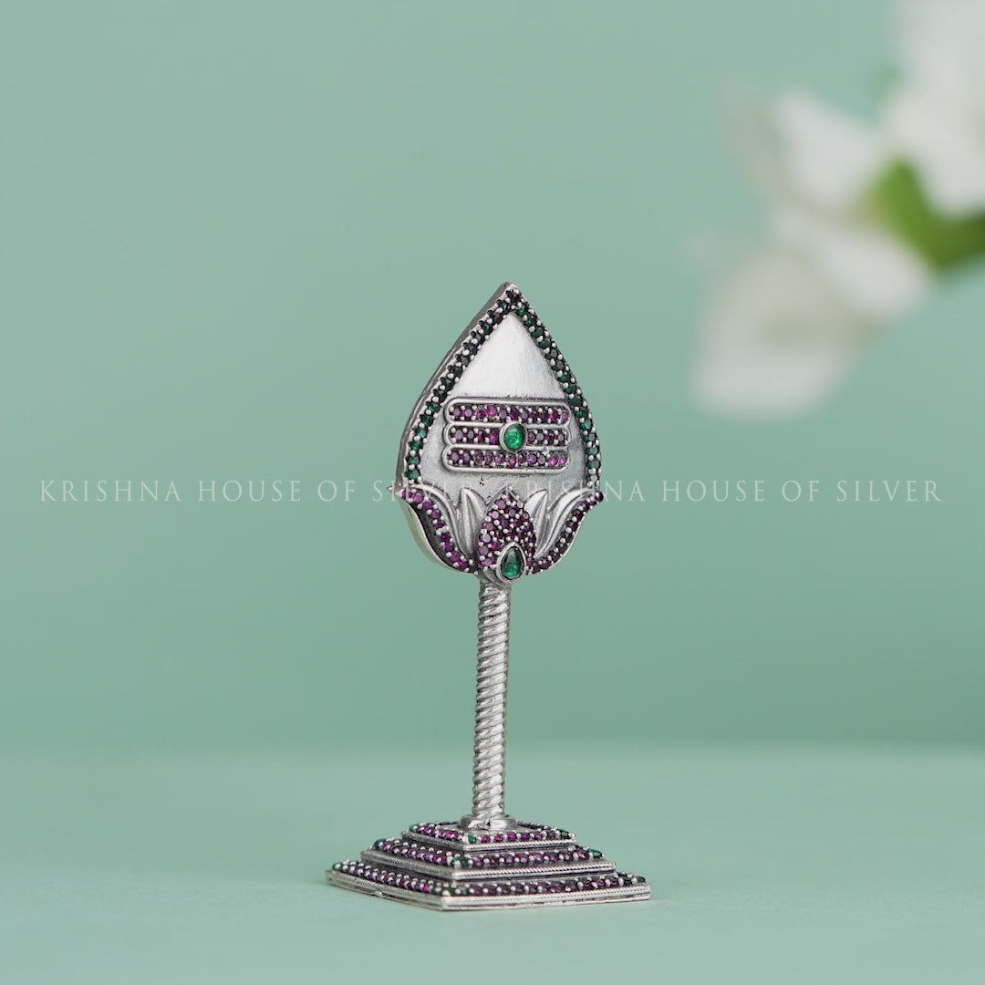 Handcrafted 92.5 Silver Murugan Vel with Gemstones