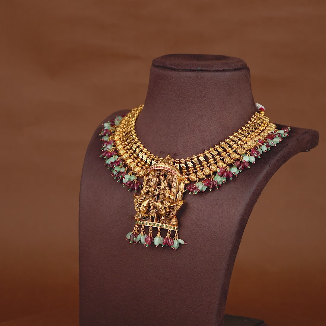 Vishnu-Lakshmi Gold Temple Necklace