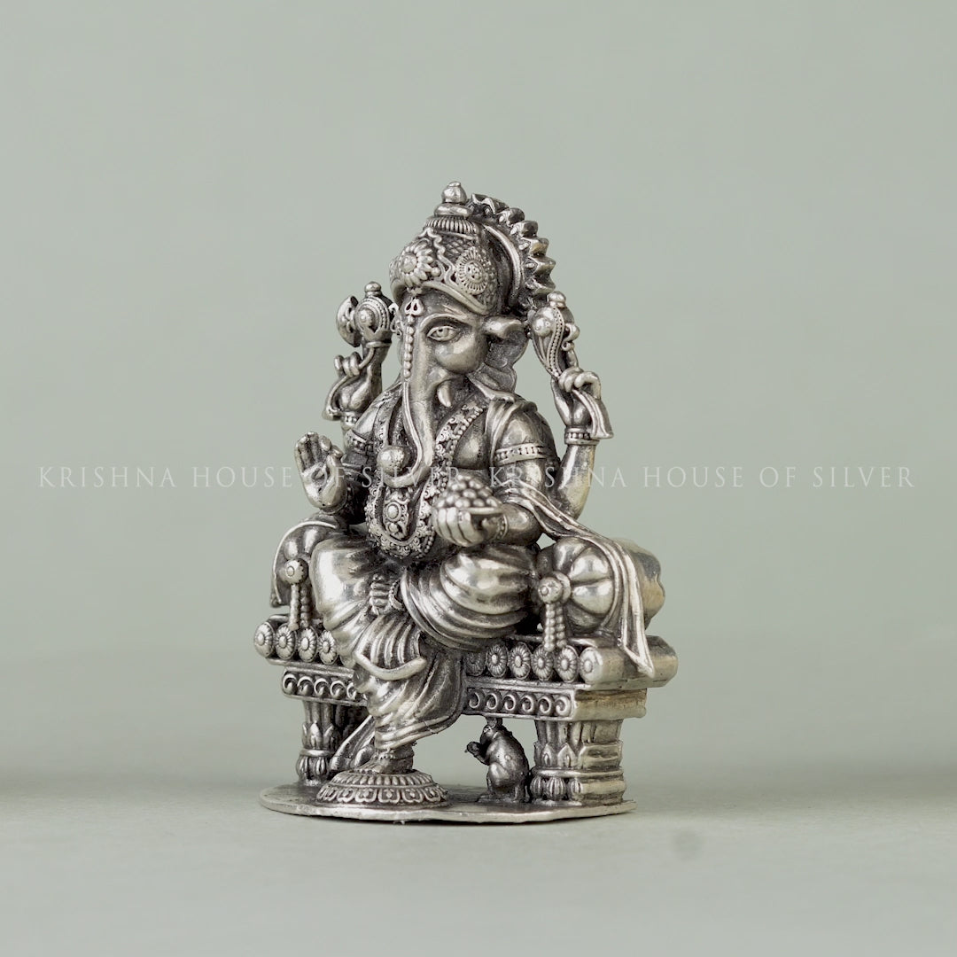 Sterling Silver Ganesh Idol for Home Temple 92.5