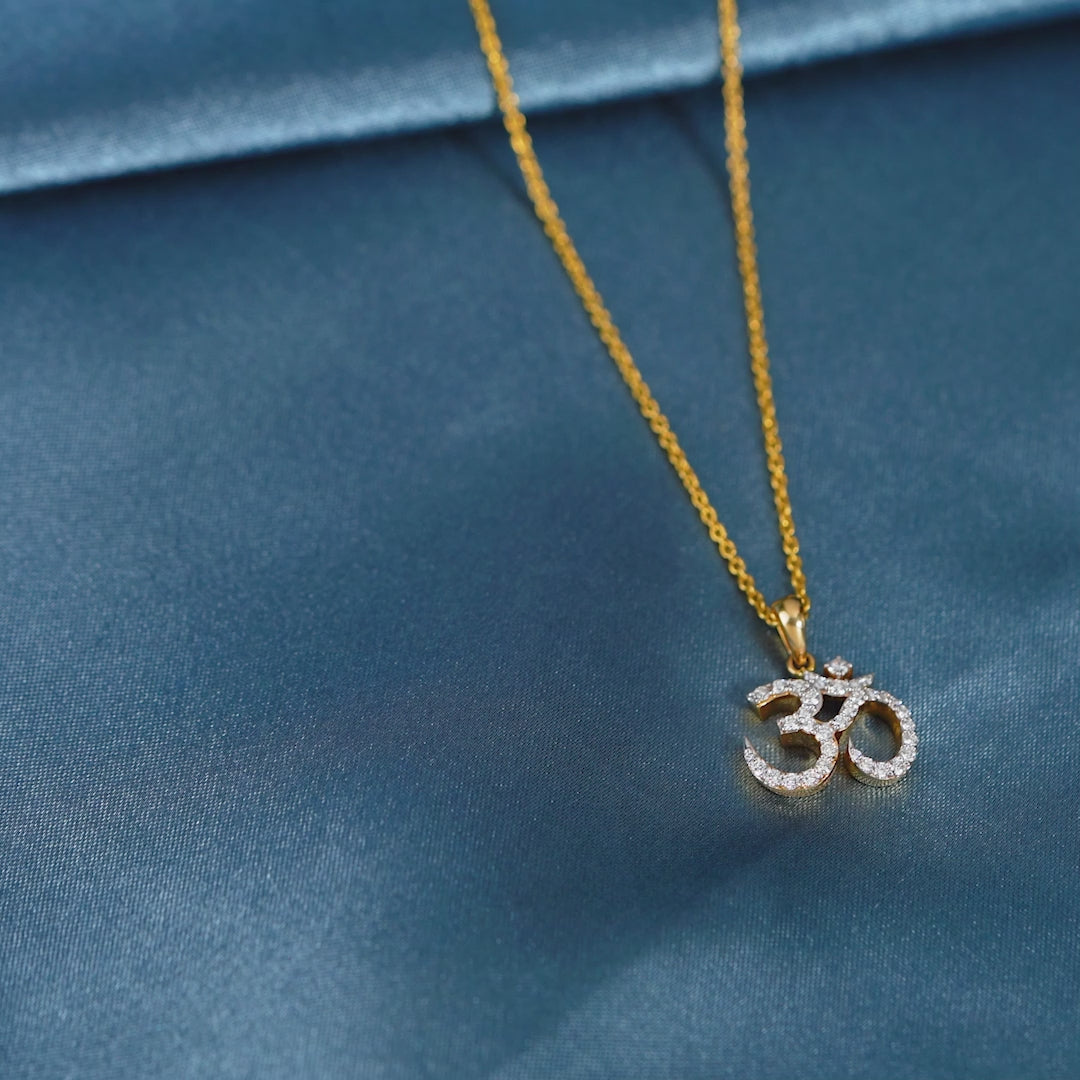 18 Karat Gold Chain  - OM  Diamond Pendant