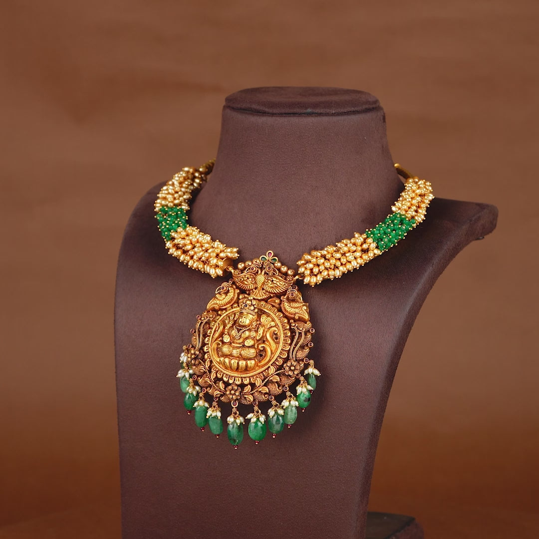 Gold Pearl Kanti Necklace