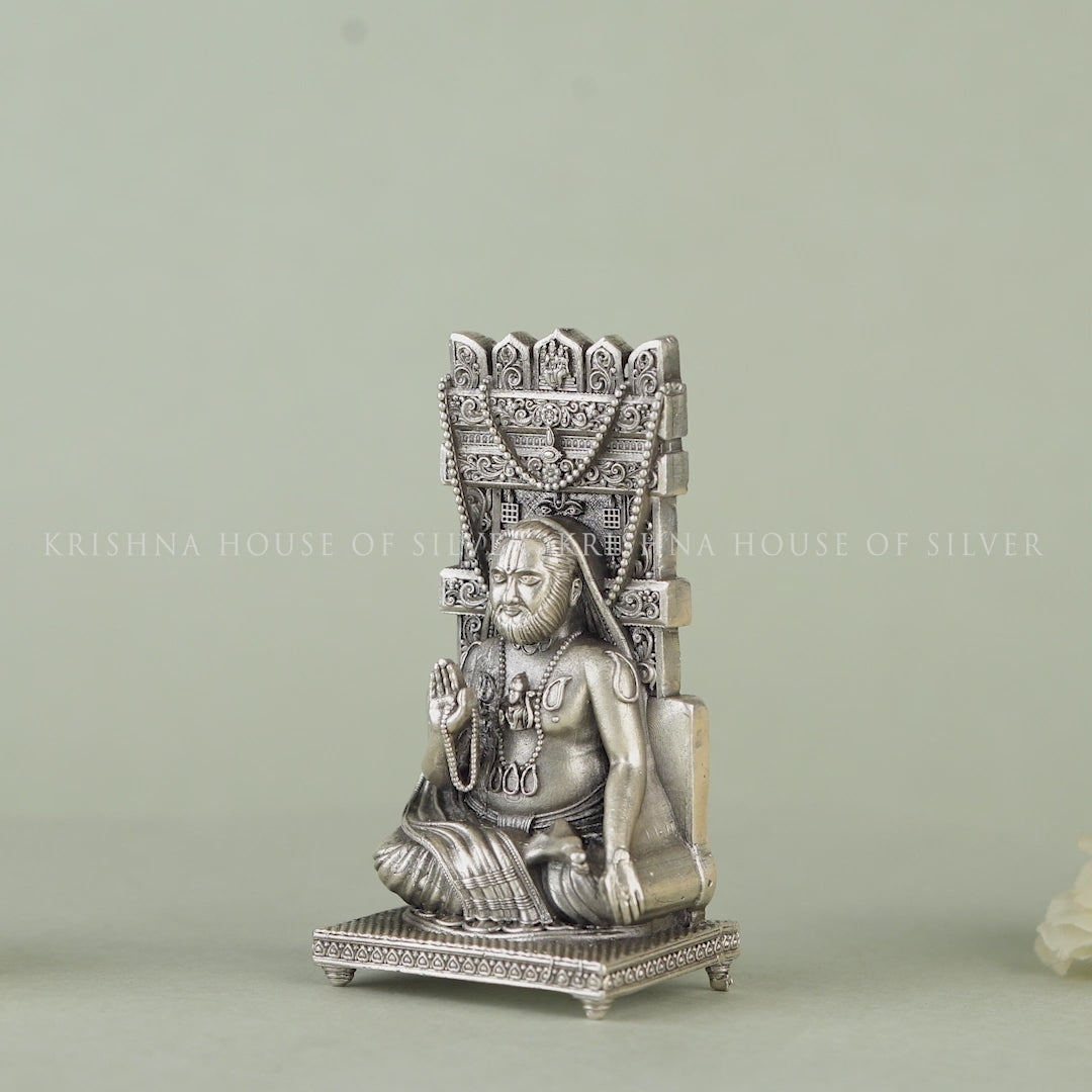 Radiant Silver Idol of Saint Raghavendra Swami