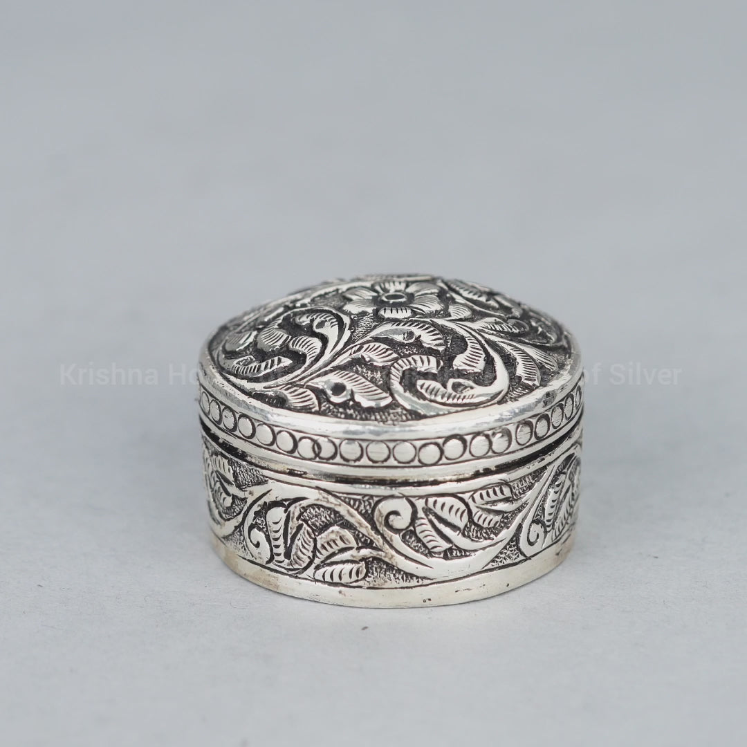 Antique Silver Box with Floral Designs