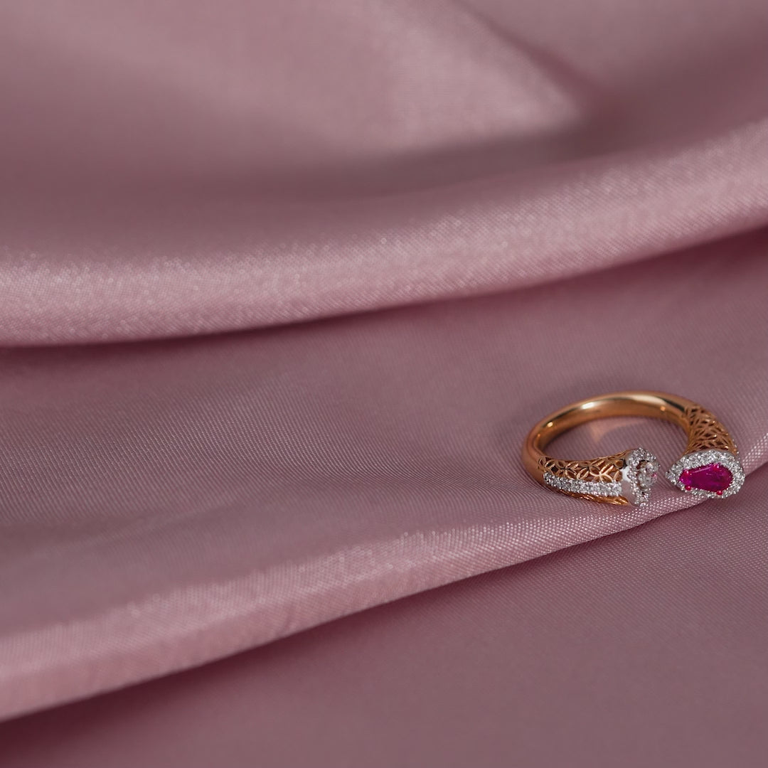 Artful Pear Cut Diamond Ring in Rose Gold