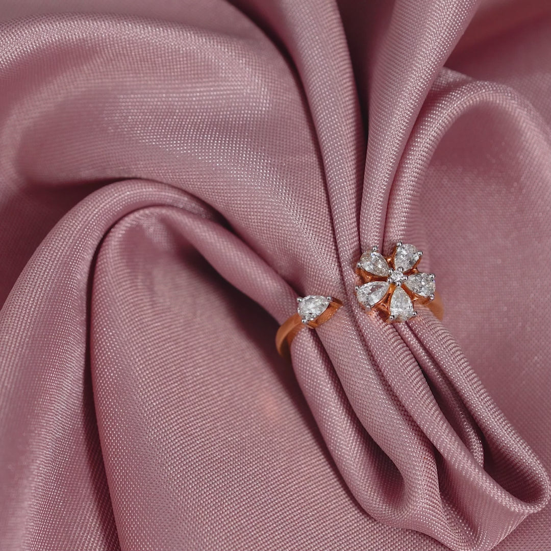 Sparking Flower Diamond Ring  in Rose Gold