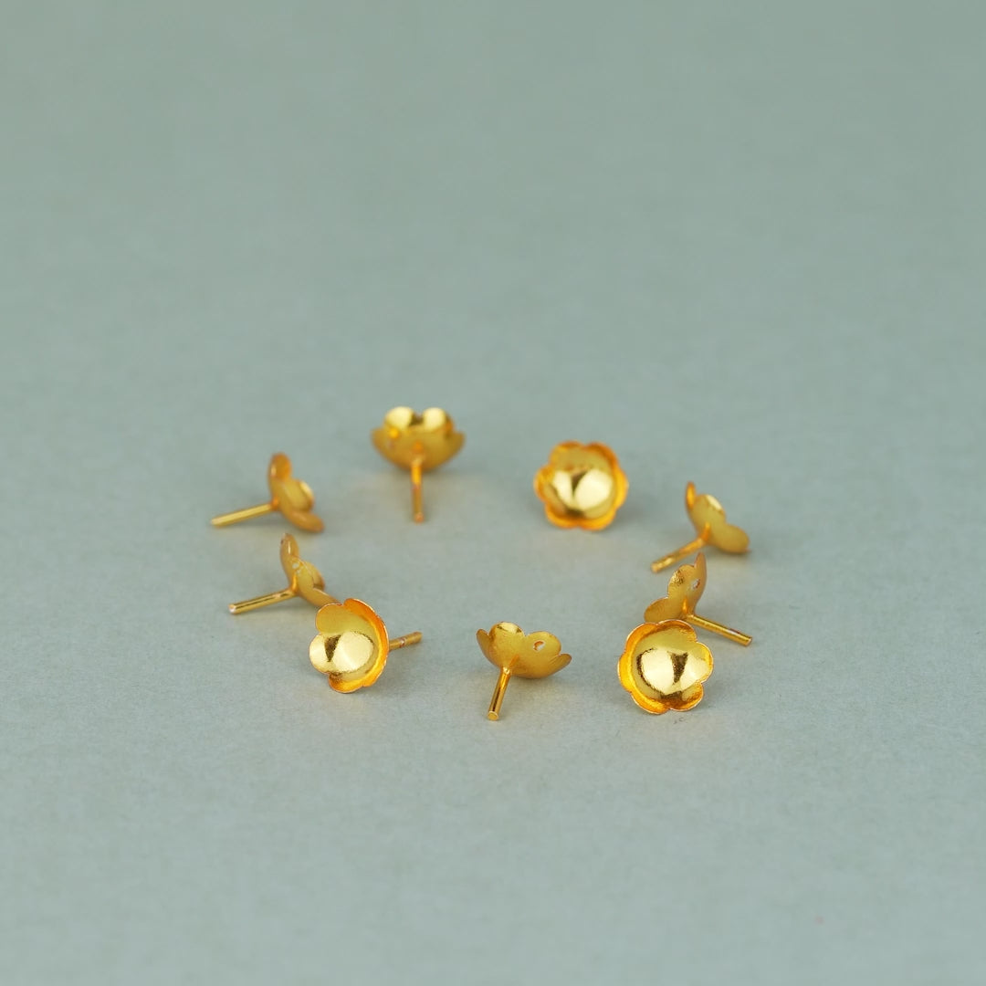 Pure Silver Gold Polish Flowers for Puja