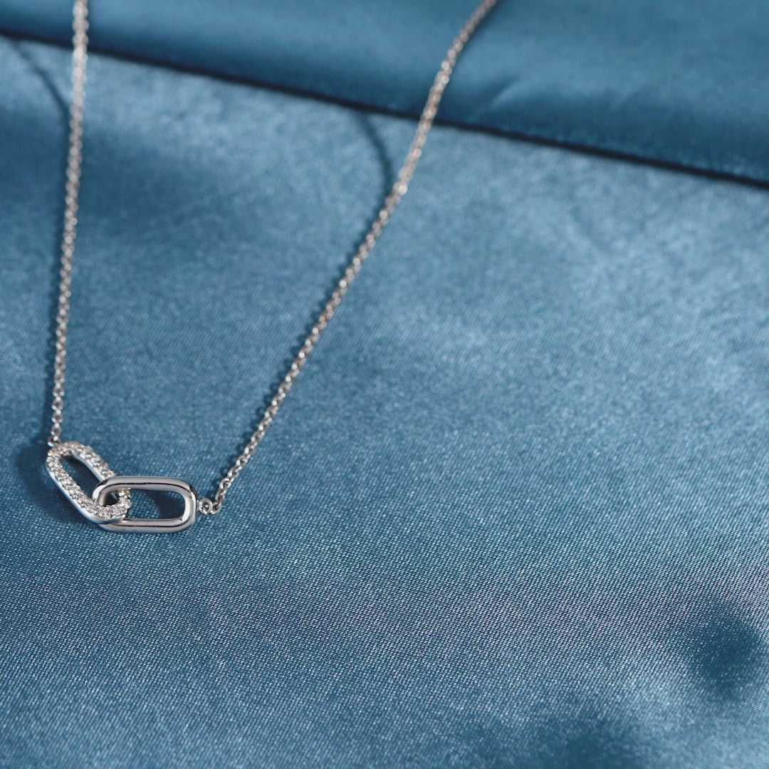 18 Karat Gold Chain  - 2 Link Paper Clip  Diamond Pendant