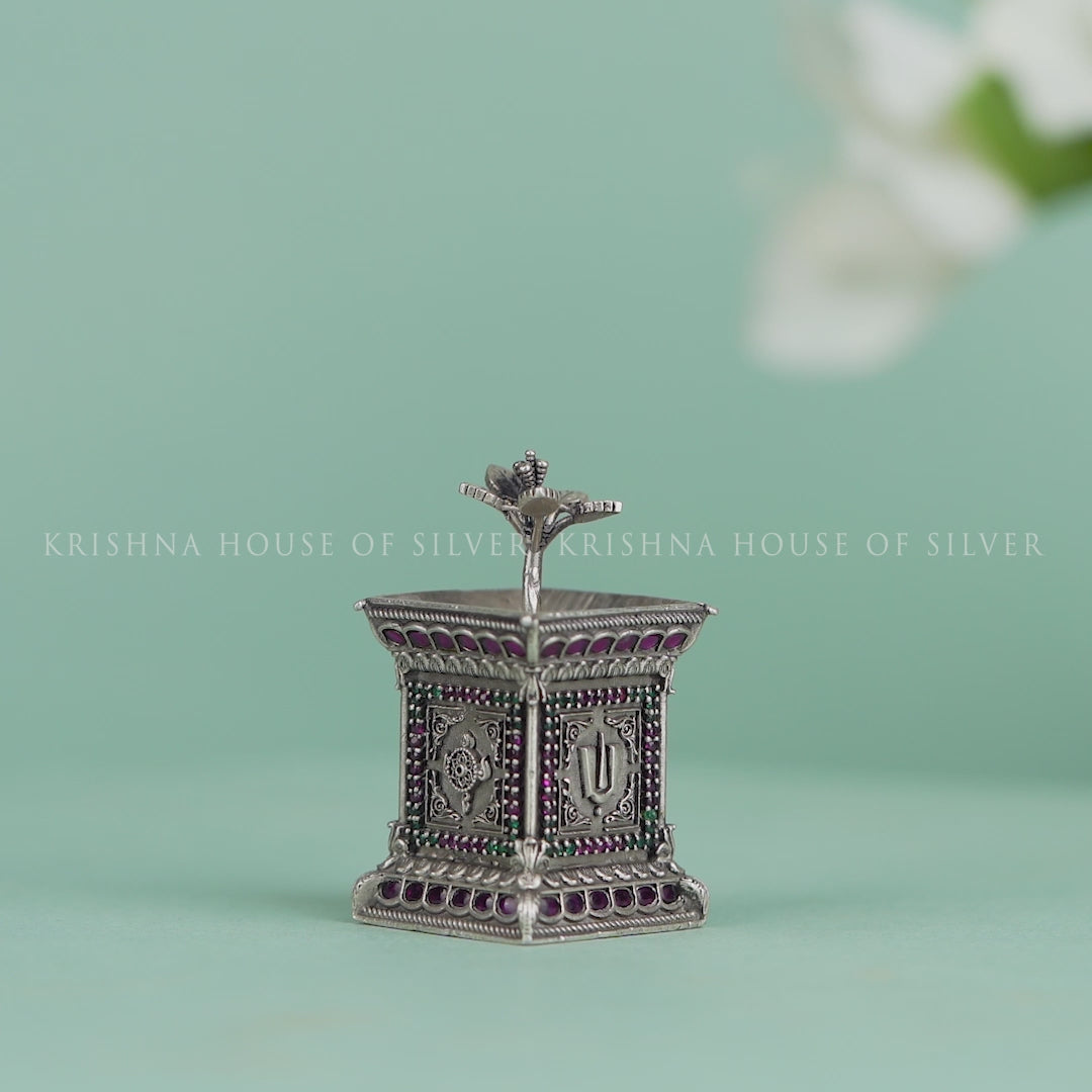 92.5 Silver Tulasi Kota with Stones- Intricate Details