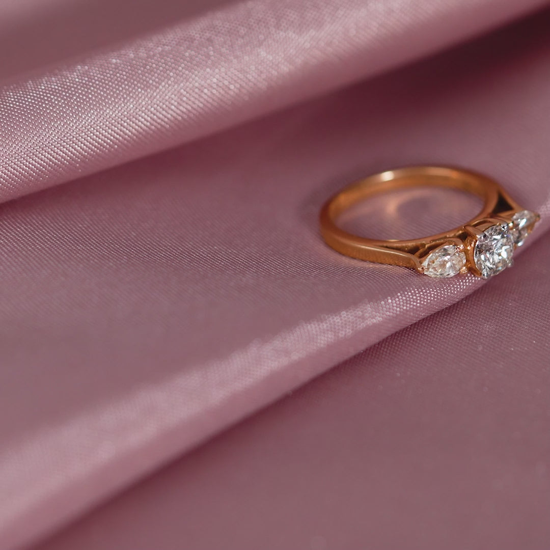 Three Diamonds Ring in Rose Gold