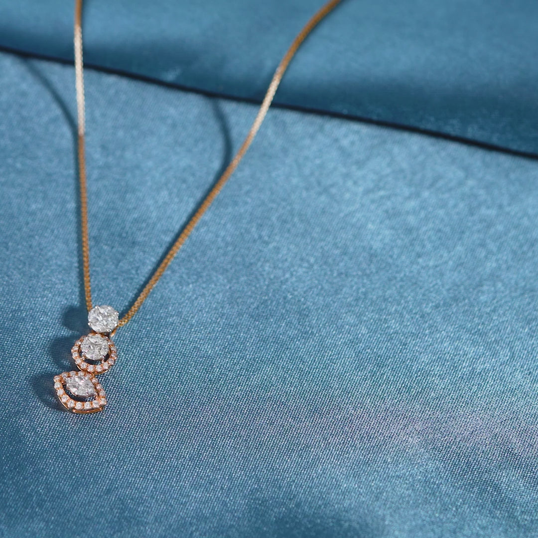 18 Karat Rose Gold Chain-Evil Eye Diamond Pendant