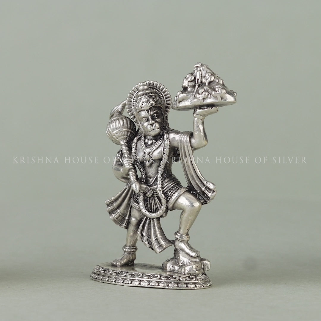92.5 Silver Pahad Hanuman Statue for Home Altar