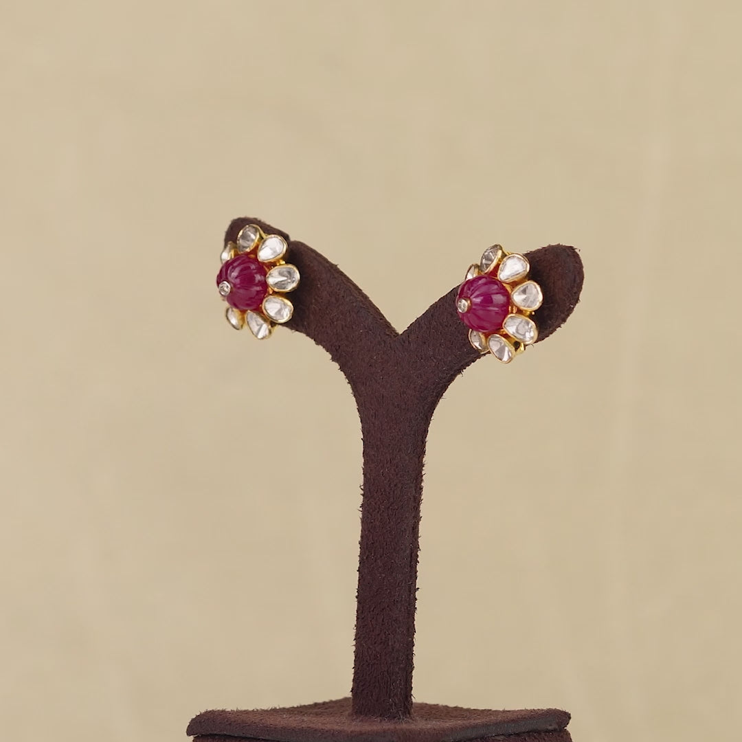 Polki Kharbuja Studed Earrings