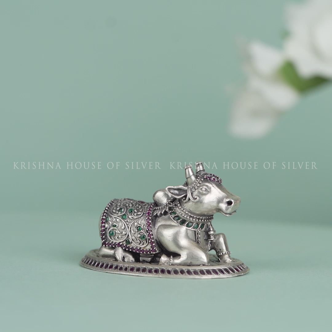 Antique 92.5 Silver Nandi Sculpture - Collectible