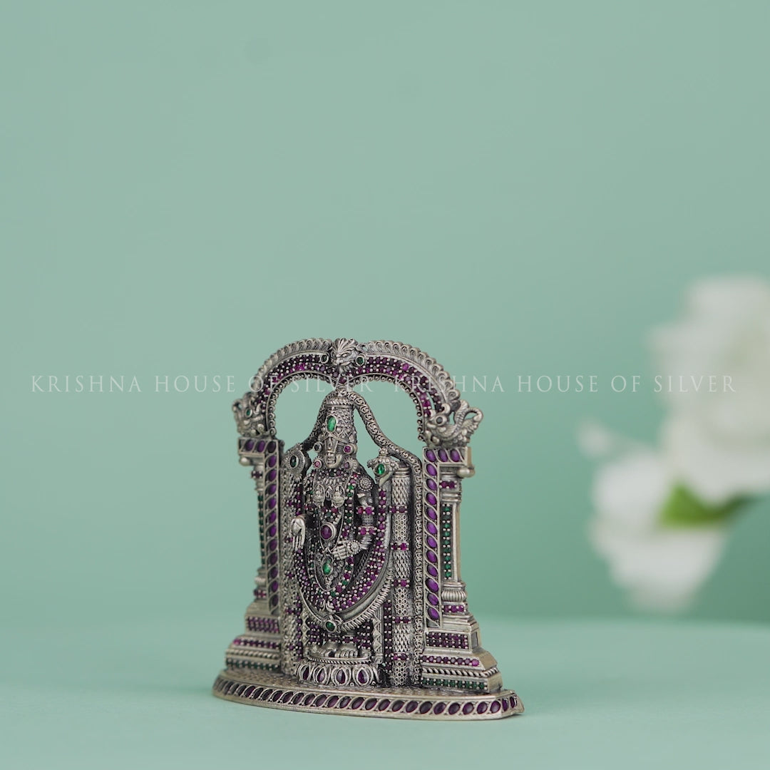 Buy Divine Silver Lord Balaji Idol with Gemstones Now!