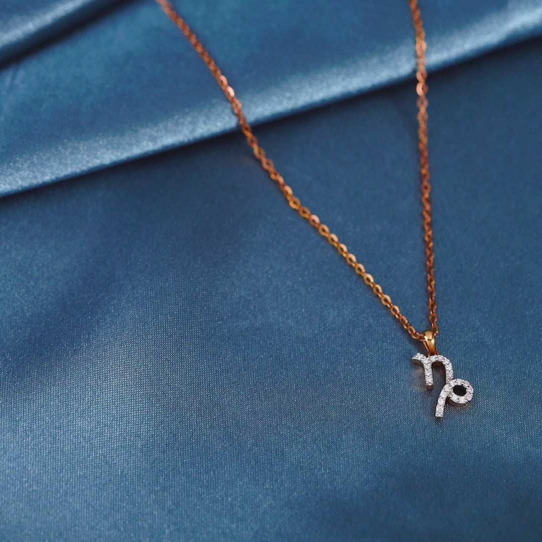 18 Karat  Gold  Chain- Capricon Diamond Pendant
