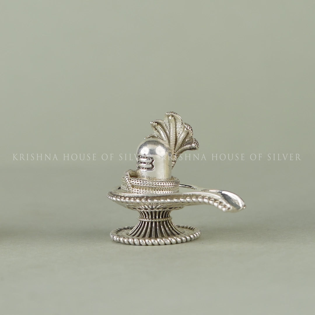 Divine Silver Shivling With Sheshnag