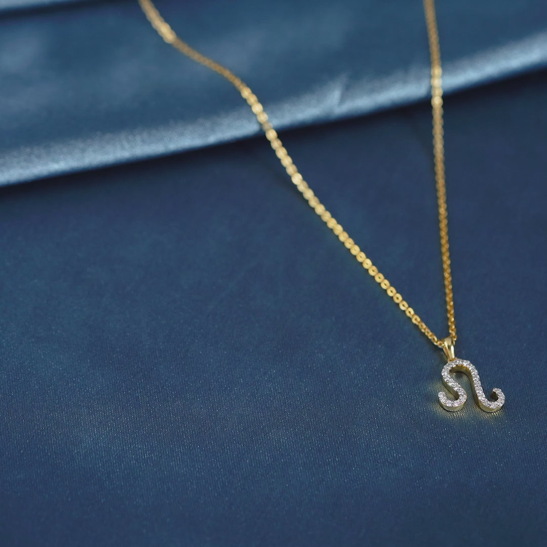18 Karat Gold Chain-Wave Diamond Pendant