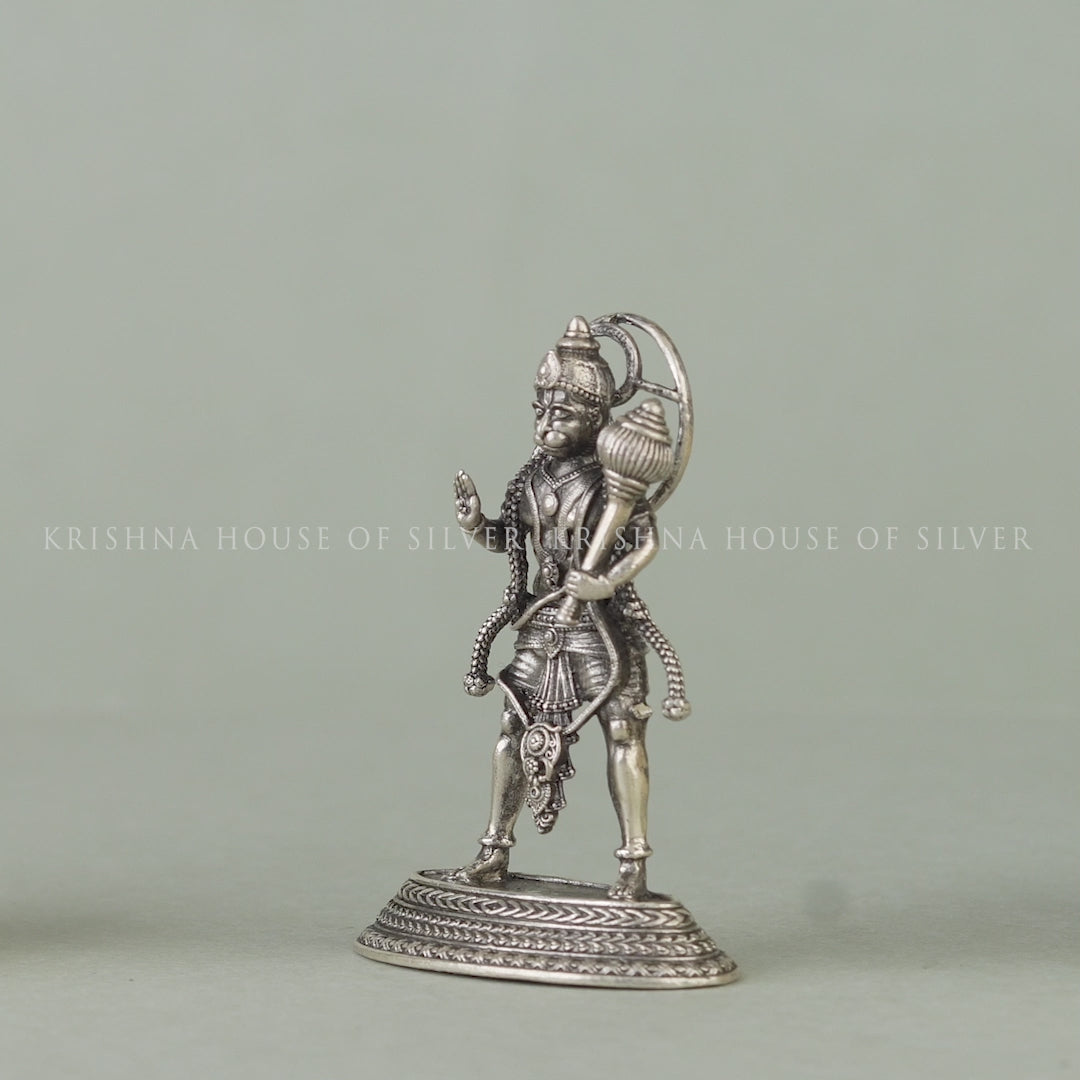 Handcrafted 92.5 Silver Standing Hanuman Idol