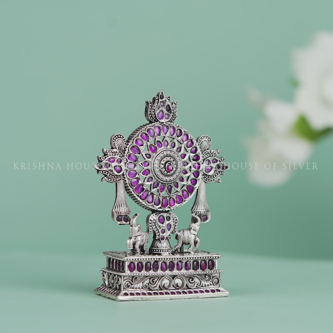 Rare Silver Chakra with Purple Stone Accents & Elephant Motifs
