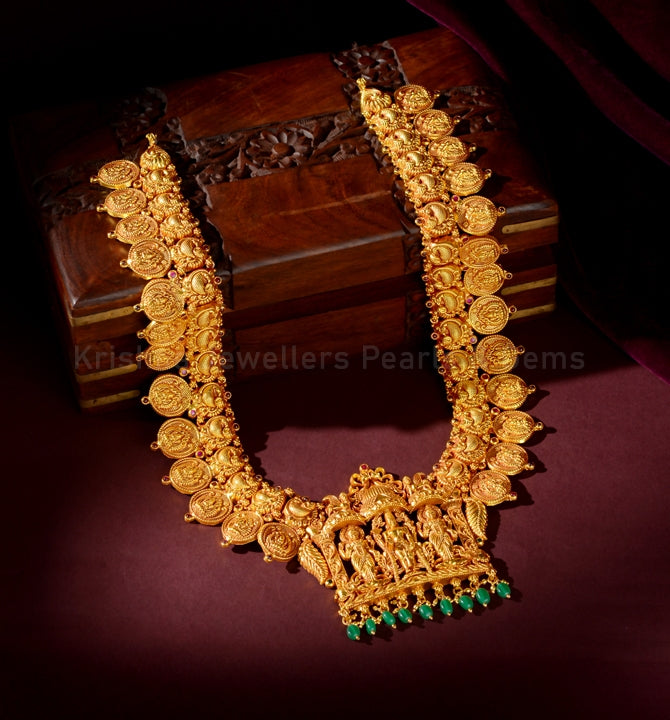 92.5 Silver Kasulaperu Necklace Traditional Goddess Lakshmi Coin Design