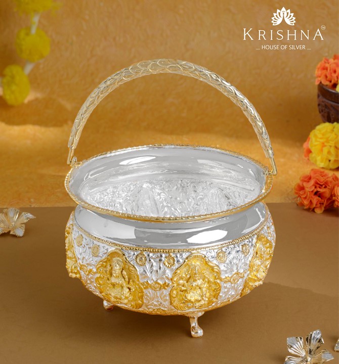 Lakshmi Motif Silver Bowl