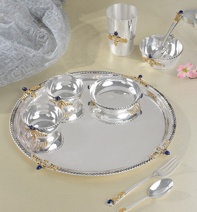 Pure Silver Sets with Blue Color Stone