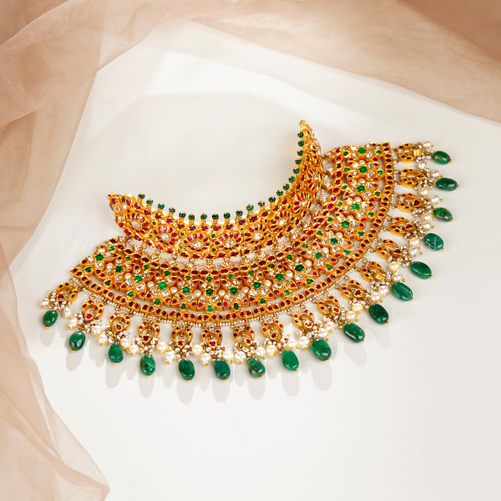 22K Gold Kundan & Emerald Bridal Choker