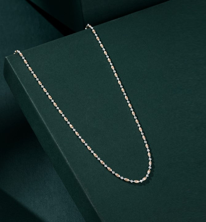 Rose and White gold ball chain